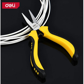 Плоскогубцы DL103204 мини без насечки 125мм, двухкомпонентная рукоять Deli-1