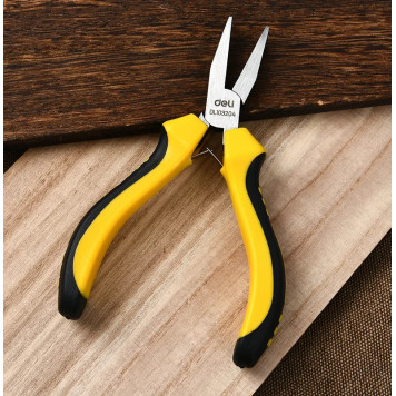 Плоскогубцы DL103204 мини без насечки 125мм, двухкомпонентная рукоять Deli-2