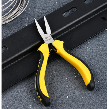 Плоскогубцы DL103204 мини без насечки 125мм, двухкомпонентная рукоять Deli-5