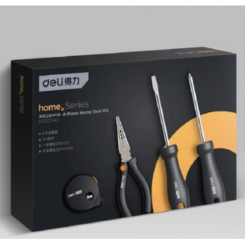 Набор HT0004C ручного инструмента "Home Series Gray" 4 предмета Deli-1