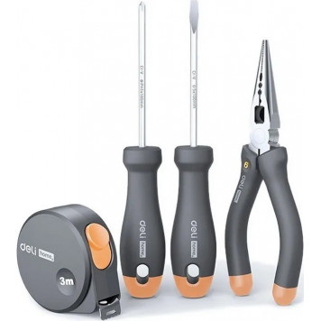 Набор HT0004C ручного инструмента "Home Series Gray" 4 предмета Deli
