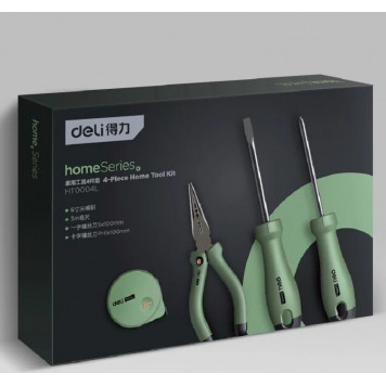 Набор HT0004L ручного инструмента "Home Series Green" 4 предмет Deli-1