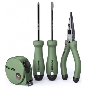 Набор HT0004L ручного инструмента "Home Series Green" 4 предмет Deli