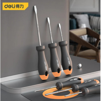 Набор HT1006C отверток "Home Series Gray" 6шт SL5x100+SL6x150+PH1x100+PH2x150, Deli-1