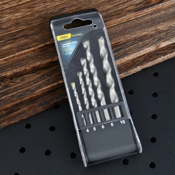 Набор DH-JGZ005-ED1 сверл по бетону (4-10мм, 5 шт) пластиковый кейс Deli-1