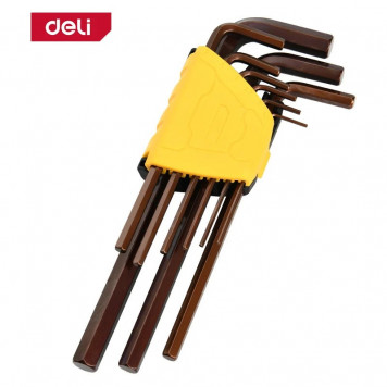 Ключи DL230708G набор шестигранных удлиненных 9шт размеры 1,5,2,2,5,3,4,5,6,8,10мм Deli Ключи DL230708G набор шестигранных удлиненных 9шт размеры 1,5,2,2,5,3,4,5,6,8,10мм Deli