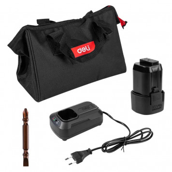 Шуруповёрт DE-DZ16-1D2, 2х2Ач+ЗУ, 16В, 45Нм, сумка, Deli "Red Line"-18