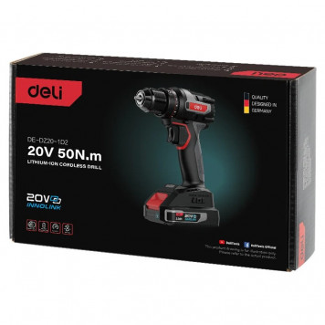 Шуруповёрт DE-DZ20-1D2, 2х2Ач+ЗУ, 20В, 50Нм, сумка, Deli "Red Line"-11
