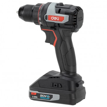 Шуруповёрт DE-DZ20-1D2, 2х2Ач+ЗУ, 20В, 50Нм, сумка, Deli "Red Line"-5