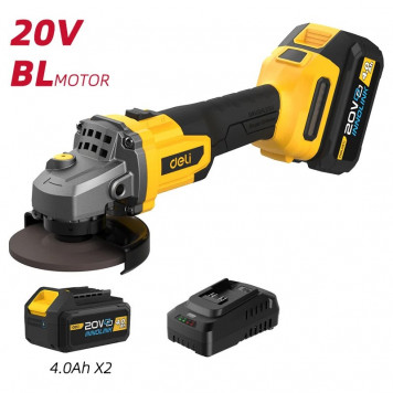 Угловая DC601 шлифмашина аккумуляторная 2АКБх4Ач + ЗУ, 20В, 115мм, 3500/6000/8500об/мин сумка Deli-5