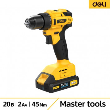 Шуруповёрт DC120, 2х2Ач+ЗУ, 20В, 45Нм, сумка, Deli-1