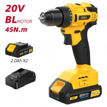 Шуруповёрт DC120, 2х2Ач+ЗУ, 20В, 45Нм, сумка, Deli-7