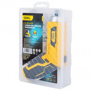 Отвёртка DL-DP04-E2B1 аккумуляторная (3,6В, 1,5А*ч, 3Нм, набор бит 10 шт, пласт. кейс) Deli-1