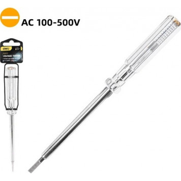 Отвёртка DL8002 тестер индикаторная напряжения светодиодная 100-500 В, длина 190мм Deli-2
