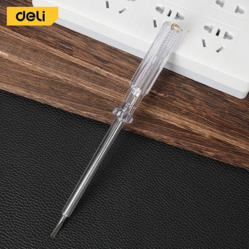 Отвёртка DL8002 тестер индикаторная напряжения светодиодная 100-500 В, длина 190мм Deli-3