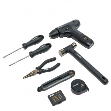 Набор HT0208 ручного инструмента + шуруповерт "Home Series Black" 8 предметов Deli Набор HT0208 ручного инструмента + шуруповерт "Home Series Black" 8 предметов Deli