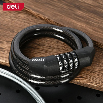 Замок DL508051 тросовый велосипедный кодовый 10*1200 мм, 10000 комбинаций кода Deli-2
