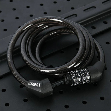Замок DL508051 тросовый велосипедный кодовый 10*1200 мм, 10000 комбинаций кода Deli-5