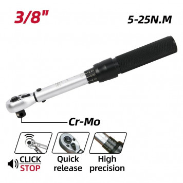 Ключ DL170025 динамометрический 5-25Нм, 3/8"72 зуба Deli-1