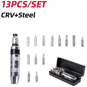 Отвёртка DL8901 ударная с набором бит 13шт Deli-2