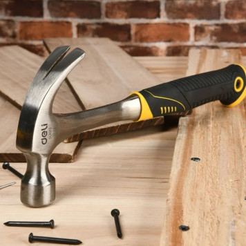 Молоток DL5072 гвоздодер цельнокованный 450 гр, прорезиненная рукоять Deli-4