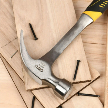 Молоток DL5073 гвоздодер цельнокованный 550 гр, прорезиненная рукоять Deli-3