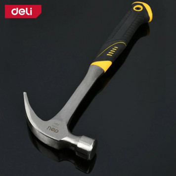 Молоток DL5073 гвоздодер цельнокованный 550 гр, прорезиненная рукоять Deli-4