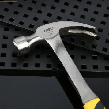 Молоток DL5073 гвоздодер цельнокованный 550 гр, прорезиненная рукоять Deli-6