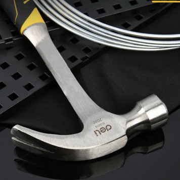 Молоток DL5073 гвоздодер цельнокованный 550 гр, прорезиненная рукоять Deli-7