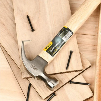 МолотокDL5240 гвоздодер 250 гр деревянная рукоять Deli-1