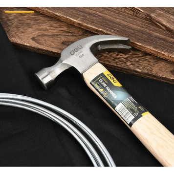 МолотокDL5240 гвоздодер 250 гр деревянная рукоять Deli-5