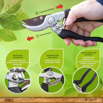 Н-р DL580002 сучкорез + секатор лезвия с тефлоновым покрытием, длина 75/21 см Deli-4