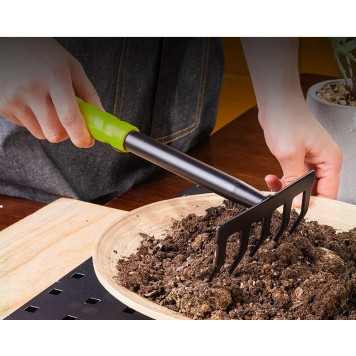 Грабли DL580813 садовые ручные пятизубчатые длина 30 см, защита от ржавчины и коррозии Deli-1