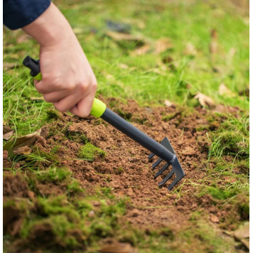 Грабли DL580813 садовые ручные пятизубчатые длина 30 см, защита от ржавчины и коррозии Deli-13