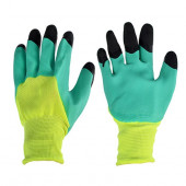 Перчатки X0104 нейлоновые с добавлением резины зелено-черные (ноготки)