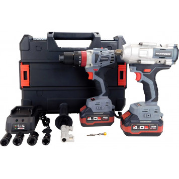 Набор аккумуляторных инструментов 2в1 E0221: ударная дрель-шуруповерт + ударный гайковерт