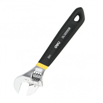 Ключ DL120008 разводной 200мм, противоскользящая обливная ручка 0-28мм Deli