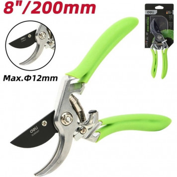 Секатор DL580207 цельноков., лезвия с тефлоновым покрытием, длина 215мм, диаметр резки 12мм Deli-7