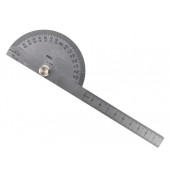 Транспортир DL7306 переставной с линейкой 150мм, диапазон 0-180 град., нержавеющая сталь Deli