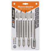 Набор 659199 сверл перовых по дереву 9предм.152мм,удлинитель,ключ угловой "Rennbohr"