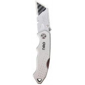 Строительный складной нож с Т-образным лезвием Deli DL008Z в комплекте 4 лезвия, сталь SK5, рукоятк