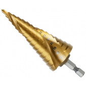 Сверло ступенчатое по металлу Deli DH-JTZ032-E1 (4-32мм, HSS 4341, спиральная канавка, шестигранный