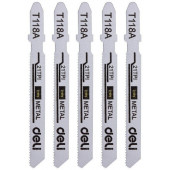 Пилки для электролобзика (5шт) по металлу Deli DH-QJT021-E4 тип T118A, 21TPI, 50мм