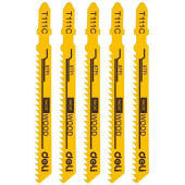 Пилки для электролобзика (5шт) по дереву Deli DH-QJT008-E1 тип T111C, 8TPI, 74мм