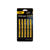 Пилки для электролобзика (5шт) по дереву Deli DH-QJT006-E2 тип T144D, 6TPI, 74мм