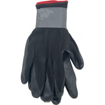 Перчатки нейлоновые YQ-16 с латексным покрытием черные 12/960-1