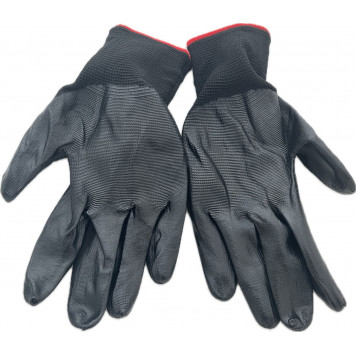 Перчатки нейлоновые YQ-16 с латексным покрытием черные 12/960-2