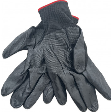 Перчатки нейлоновые YQ-16 с латексным покрытием черные 12/960