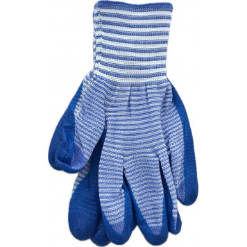 Перчатки нейлоновые YQ-8 БЕЛЫЕ/СИНИЕ с латекс. покрытием12/960