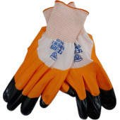 Перчатки нейлоновые Арт.020 оранжевые с черными пальцами 12/960